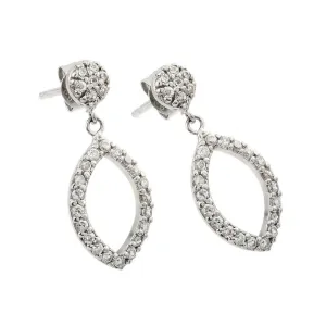 Clearance-Silver 925 Rhodium Plated Open Marquise CZ Dangling Earrings - STE00517
