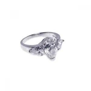 Clearance-Silver 925 Rhodium Plated Triple CZ Ring - STR00019