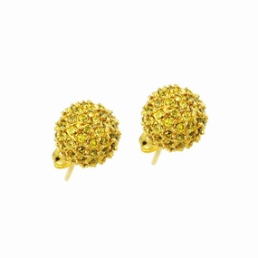 Clearance-Silver 925 Gold Rhodium Plated Yellow CZ Stud Earrings - BGE00371YEL