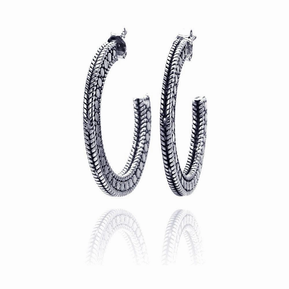Clearance-Silver 925 Rhodium Plated Braided Stud Earrings - STE00413