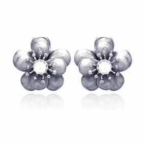 Clearance-Silver 925 Rhodium Plated Multiple Round Clear CZ Stud Earrings - BGE00183