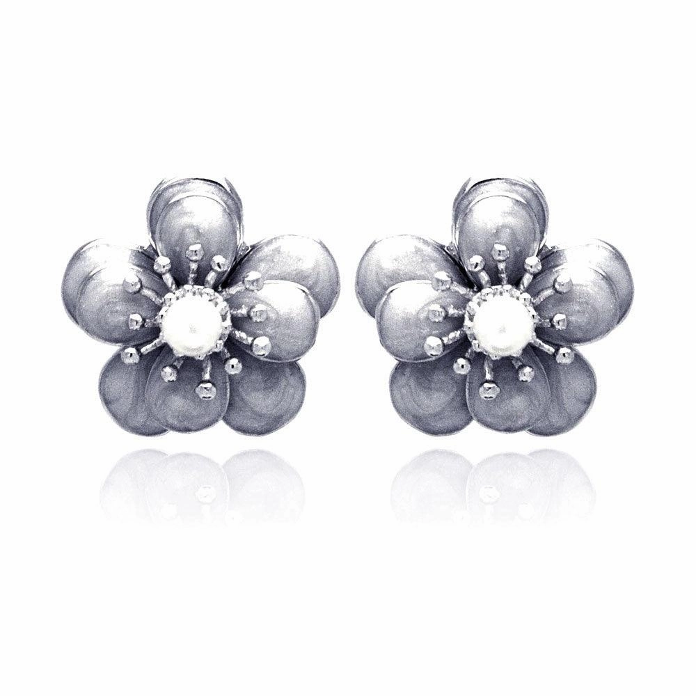 Clearance-Silver 925 Rhodium Plated Multiple Round Clear CZ Stud Earrings - BGE00183