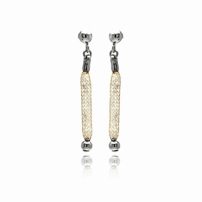 Clearance-Silver 925 Rose Gold Plated Dangling Mesh Stud Earrings - ITE00046RGP
