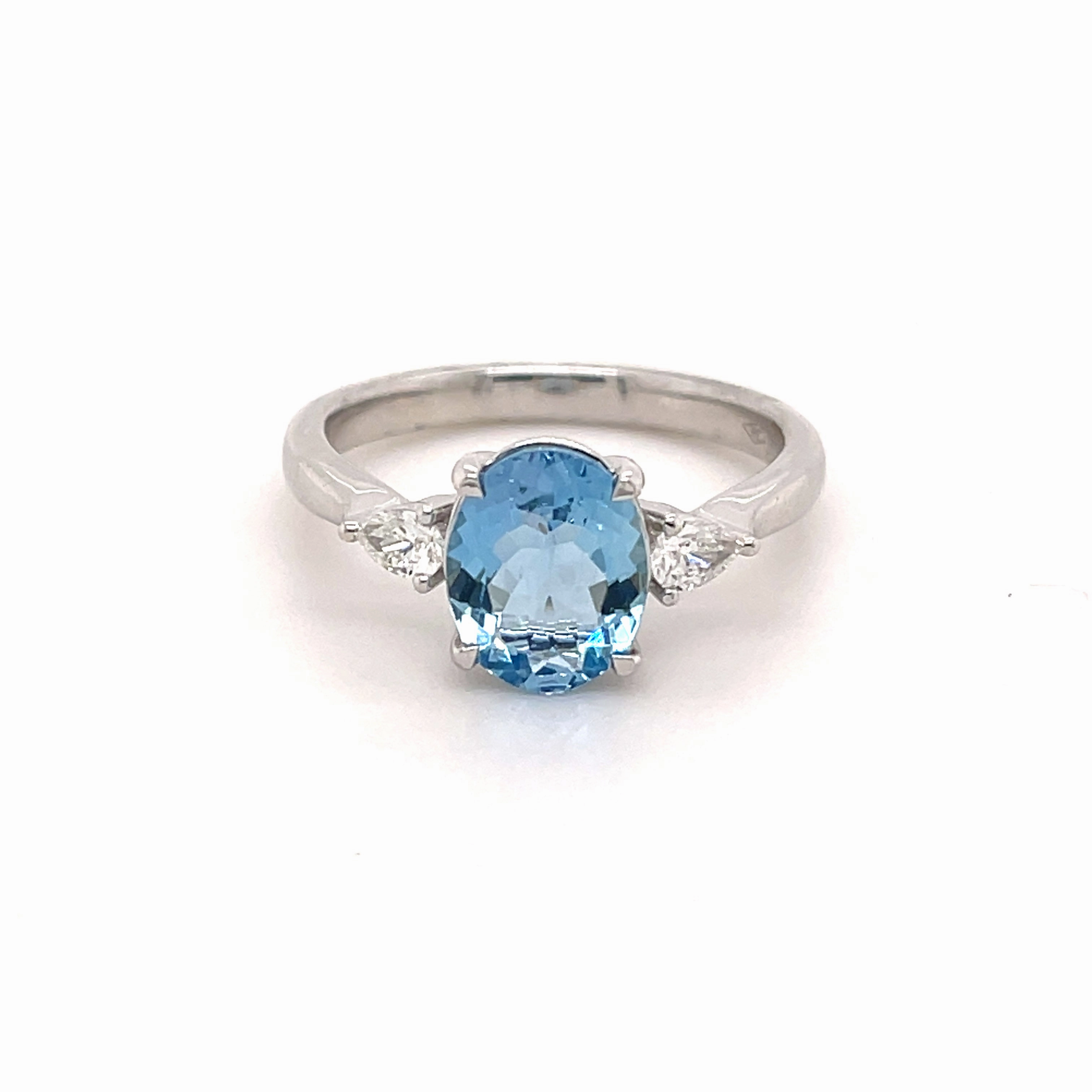 Cleo 14ct White Gold Aqua Marine Ring