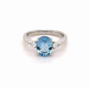 Cleo 14ct White Gold Aqua Marine Ring