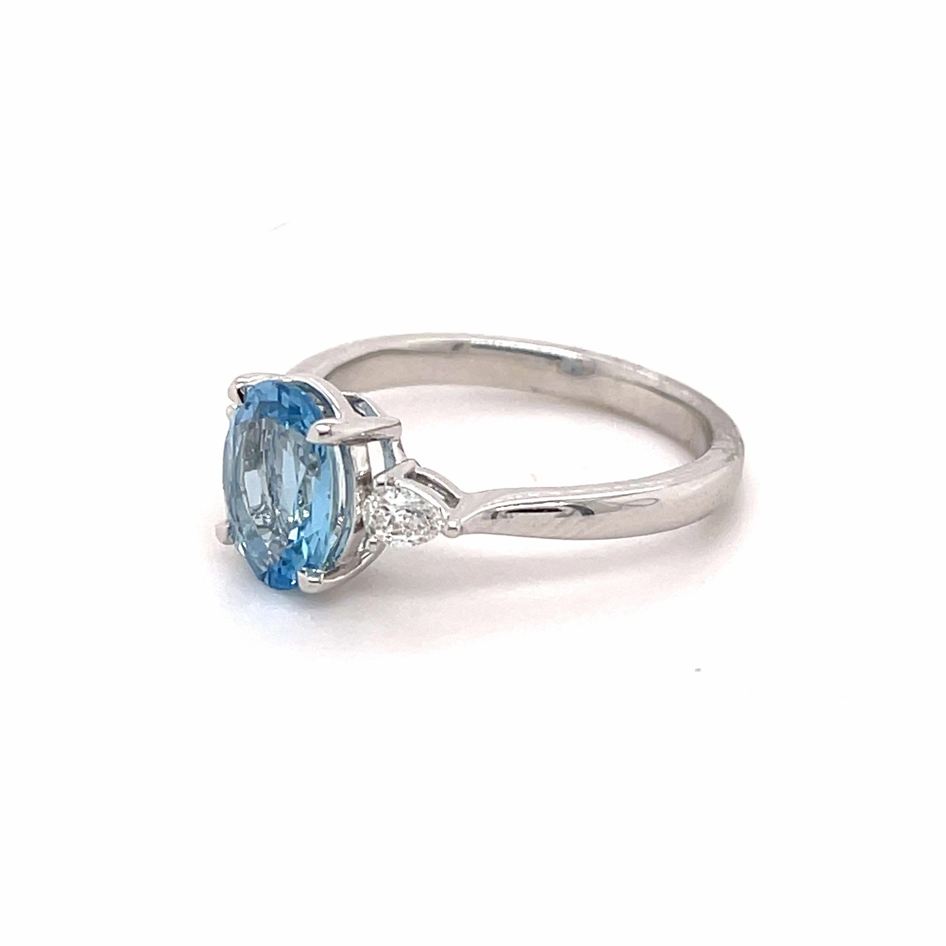 Cleo 14ct White Gold Aqua Marine Ring