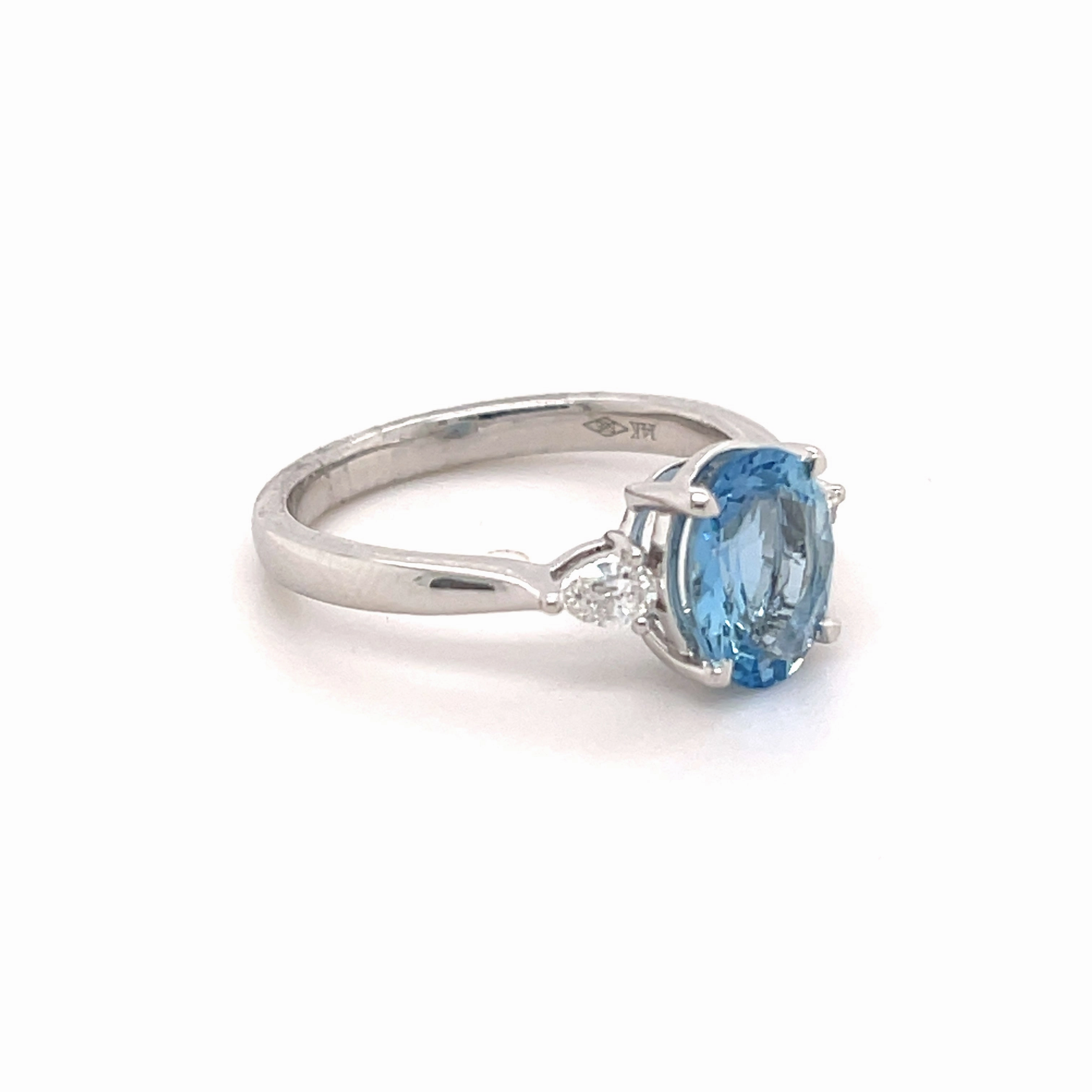 Cleo 14ct White Gold Aqua Marine Ring
