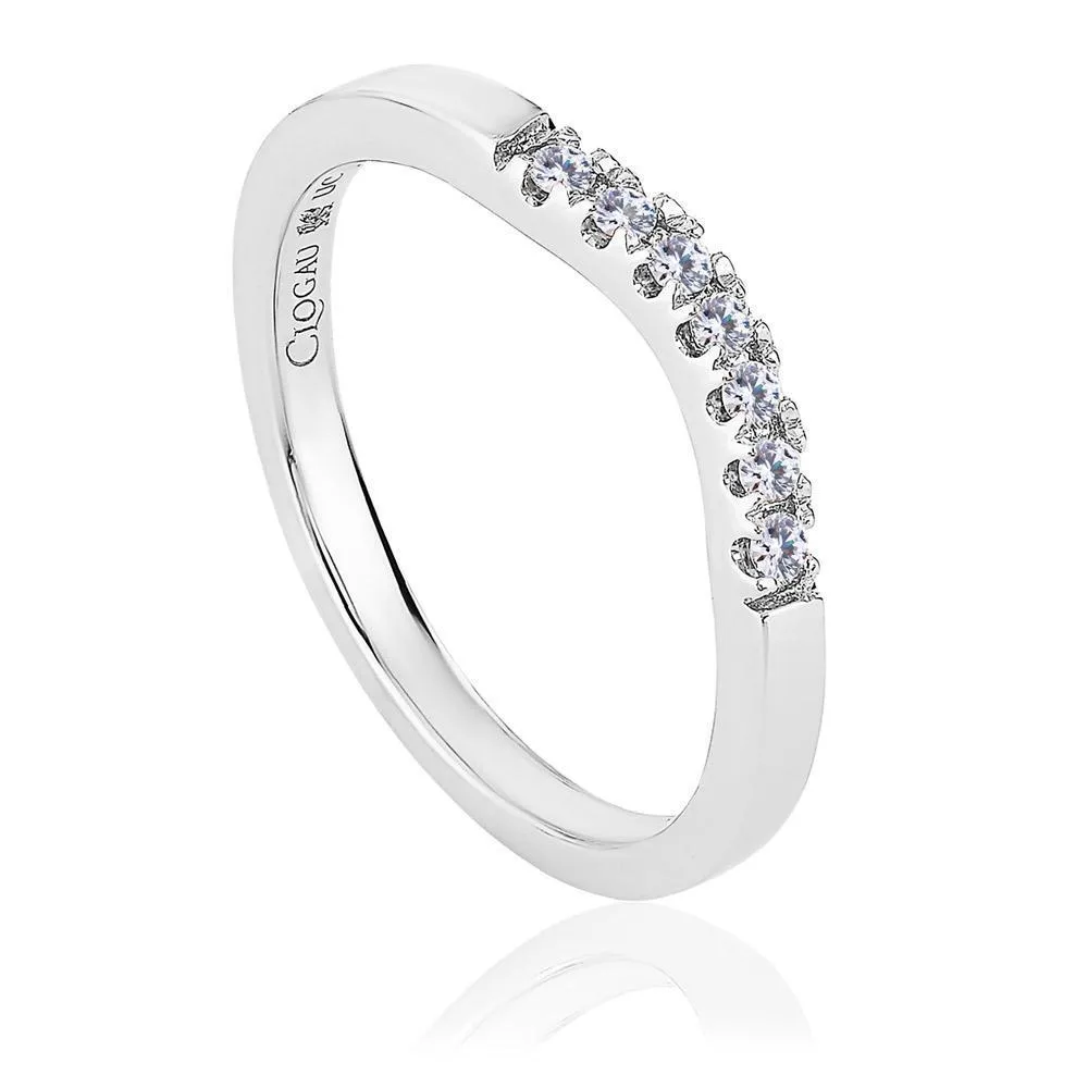 Clogau Past Present Future 9ct White Gold 0.14ct Diamond Wedding Ring D