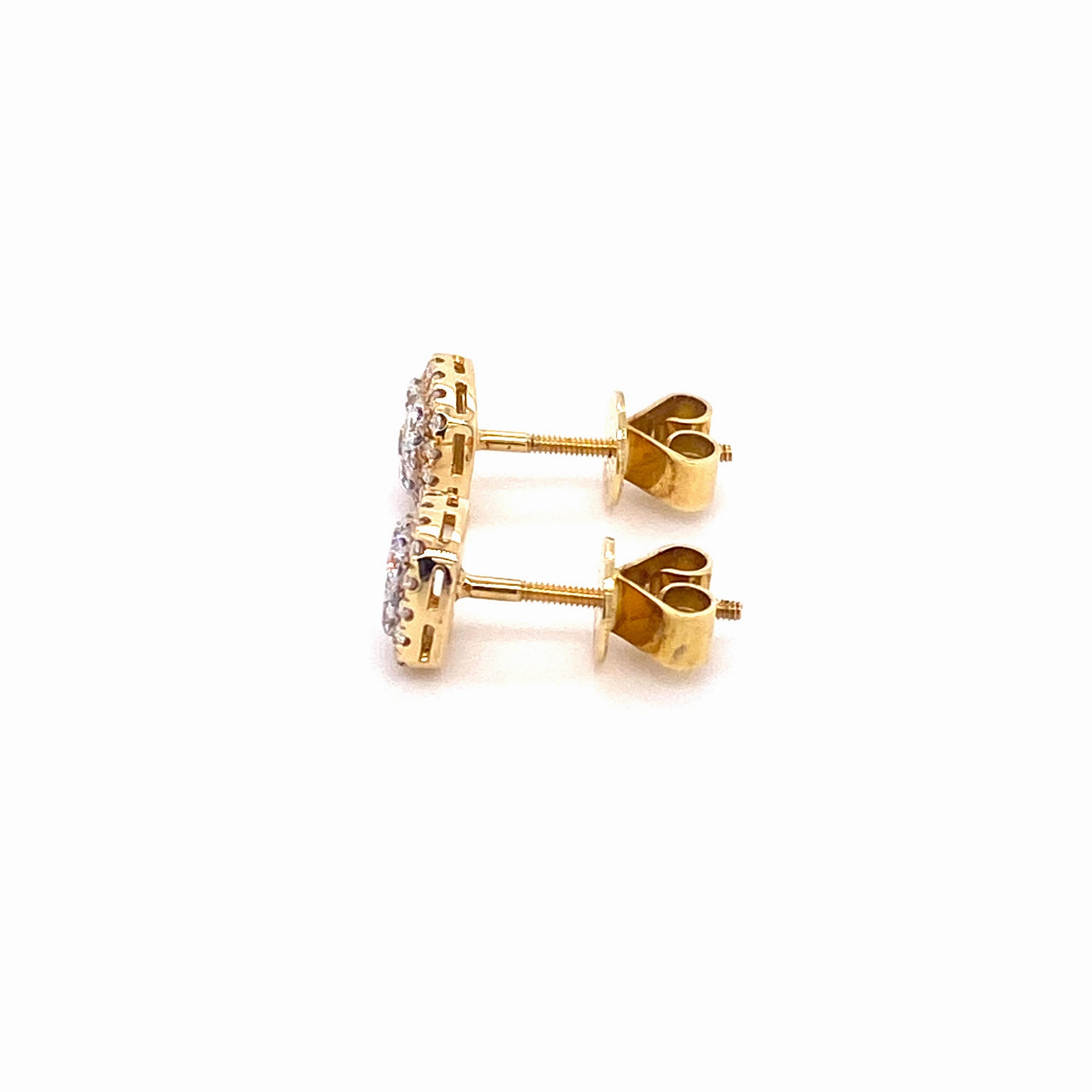 Cluster Square 18ct Yellowgold Earrings