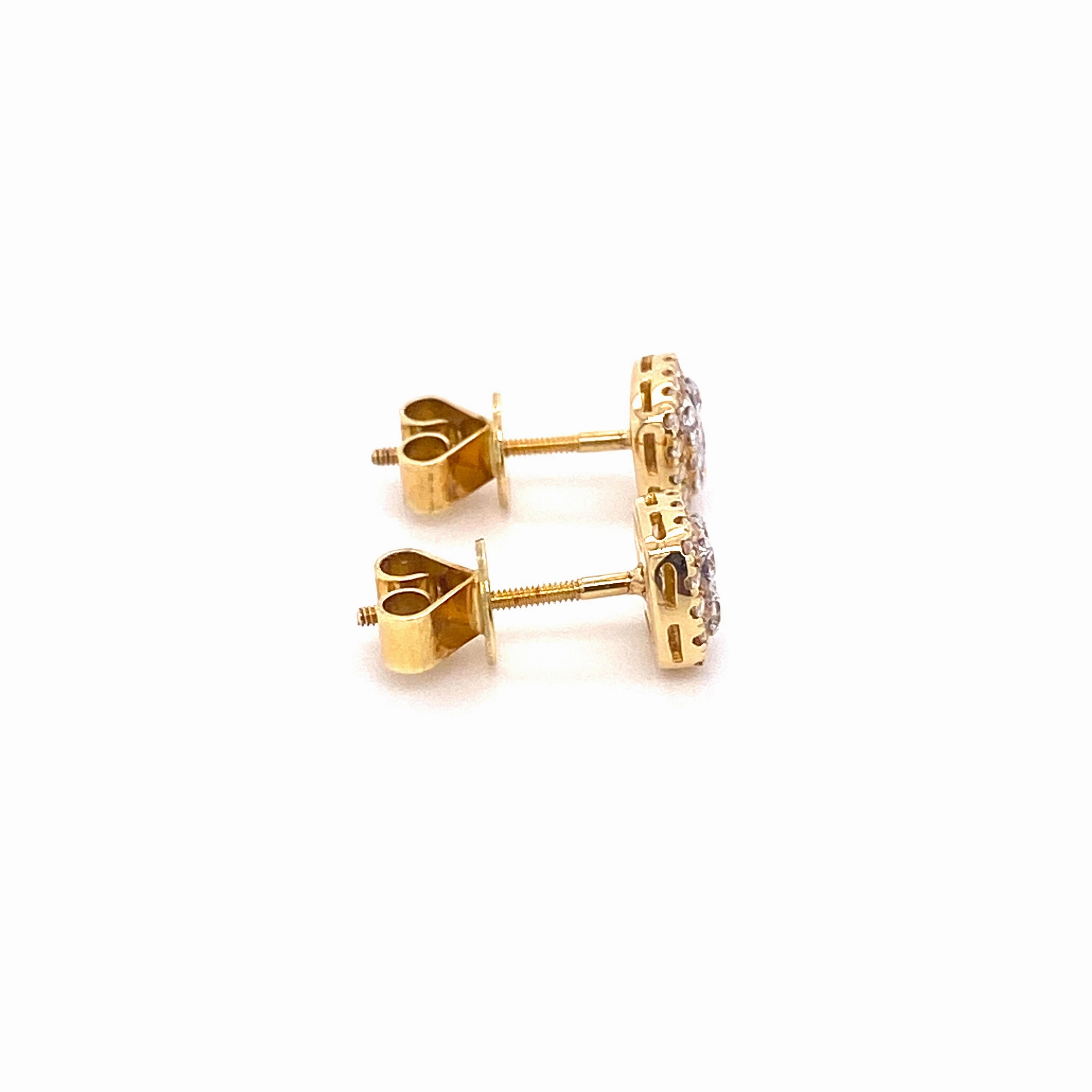 Cluster Square 18ct Yellowgold Earrings