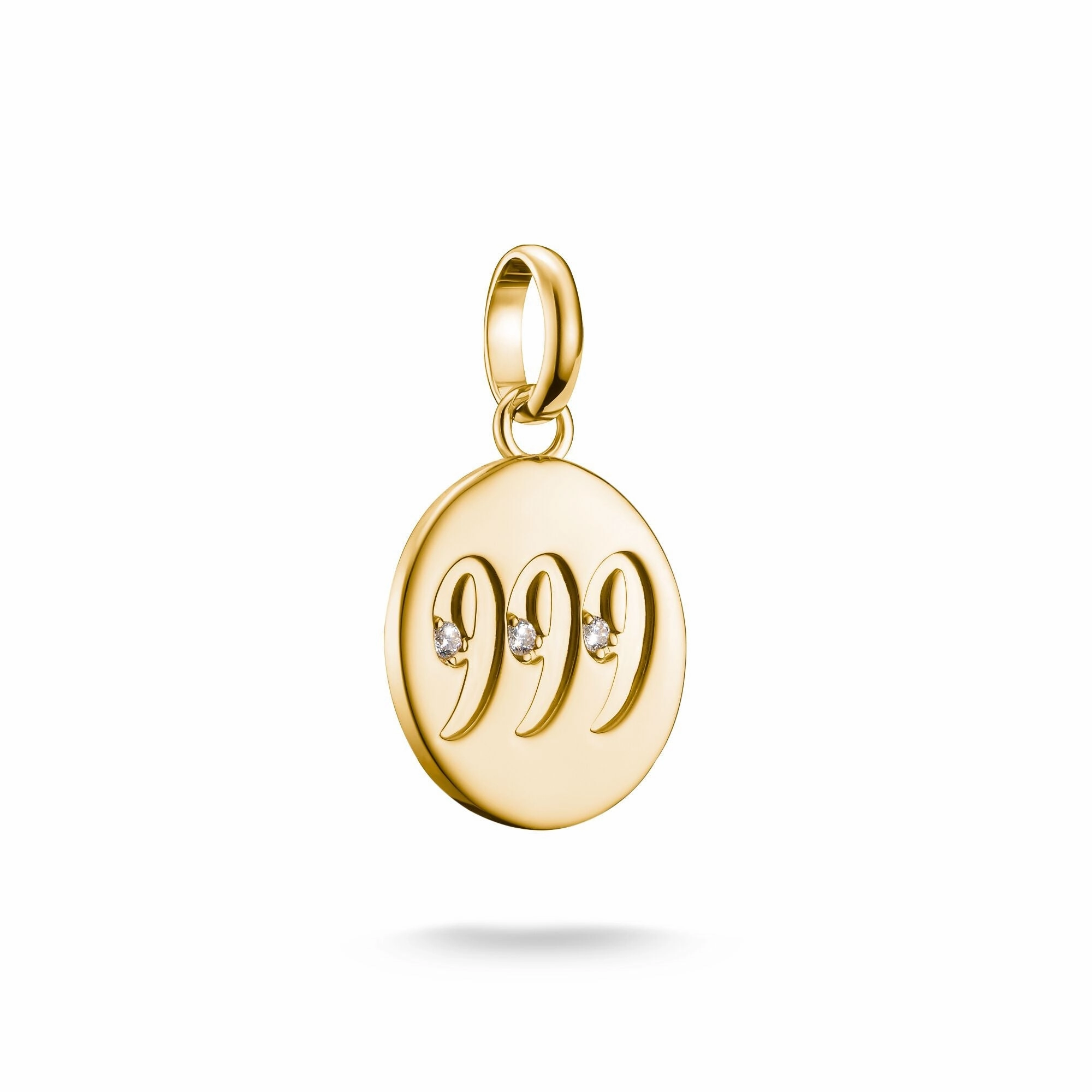 Connect Charm angel number 999 with stones Gold