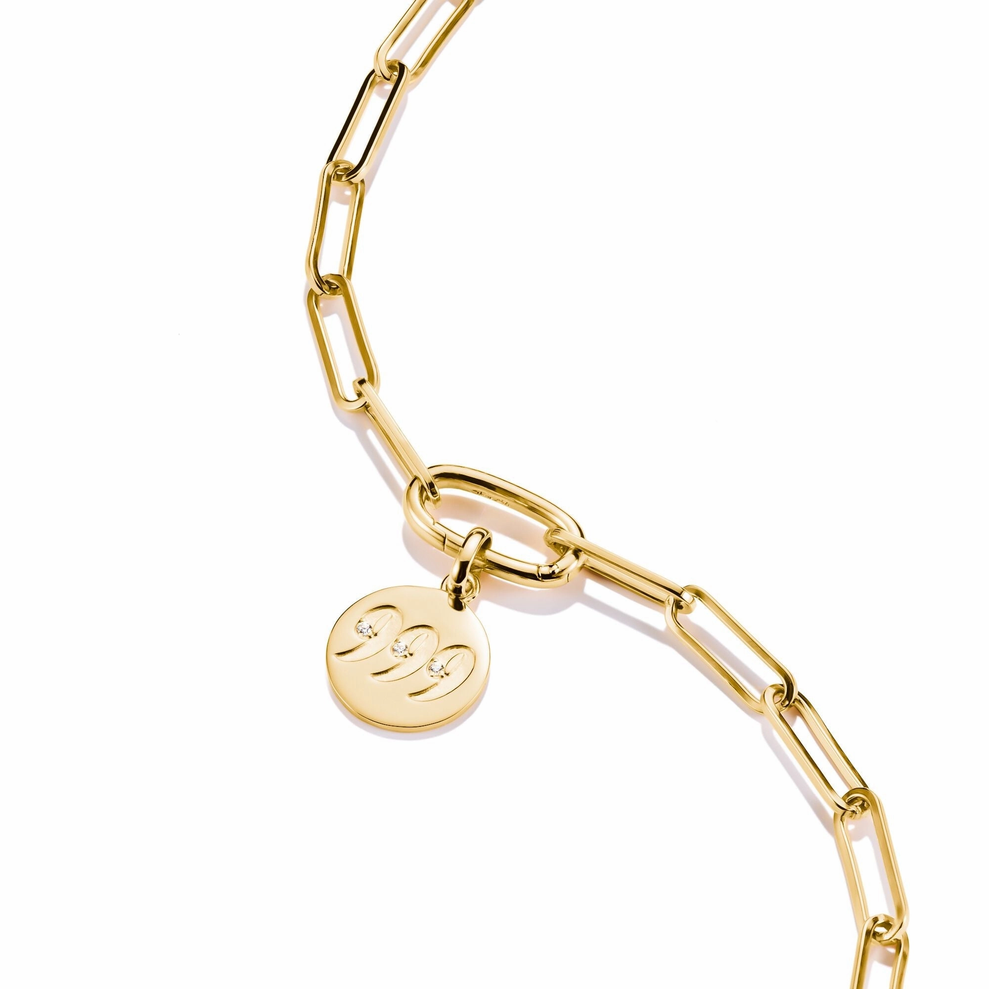 Connect Charm angel number 999 with stones Gold