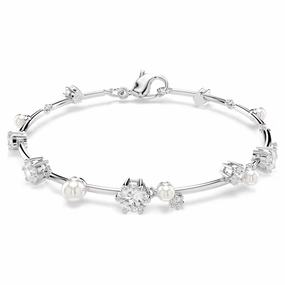 Constella Pearl & Round Cuts Silver Bracelet