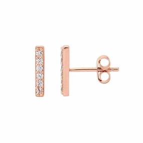 CZ Bar 10mm Stud RGP Earrings