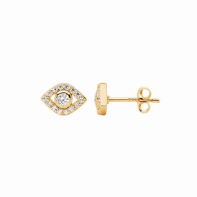 CZ Bezel Set Evil Eye Stud Earrings - 3 colours
