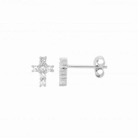 CZ Claw Set Cross Earrings