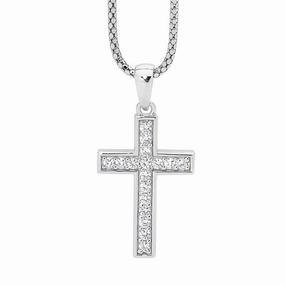 CZ Cross Silver Pendant