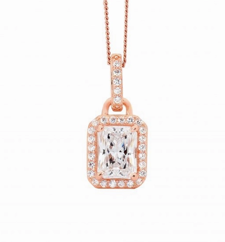 CZ Emerald Cut Pendant - 3 colours