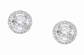 CZ Halo Earrings - 3 colours