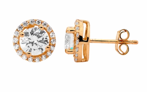 CZ Halo Earrings - 3 colours