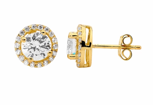 CZ Halo Earrings - 3 colours