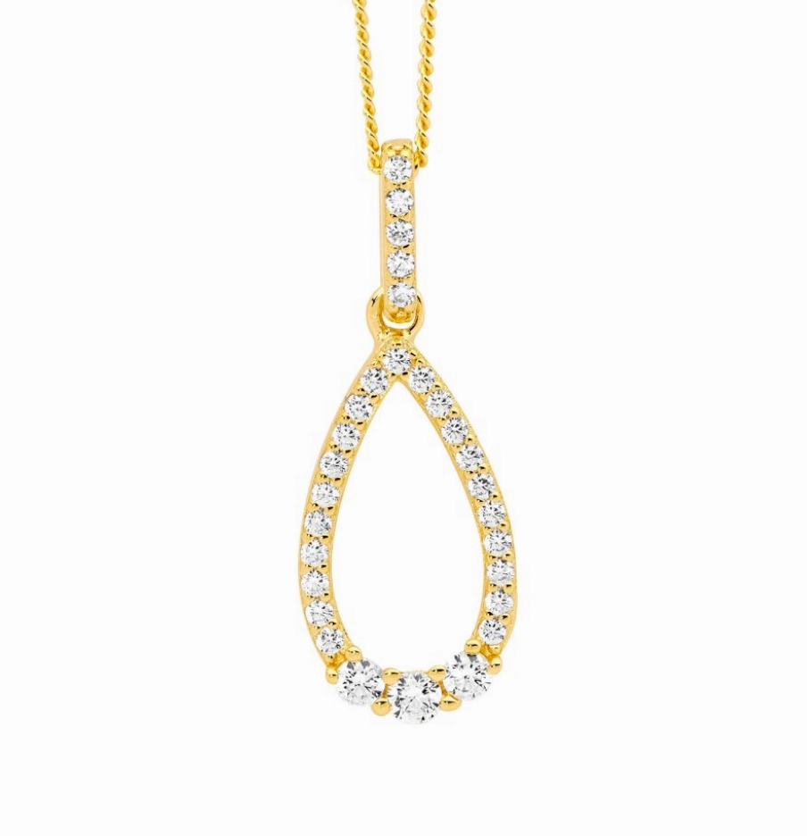 CZ Open Tear Drop Pendant - YGP