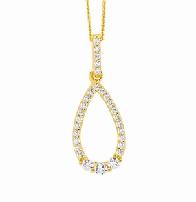 CZ Open Tear Drop Pendant - YGP
