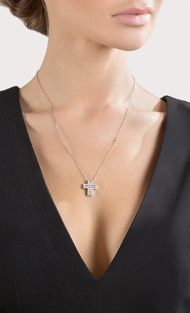 Damiani Belle Epoque 18ct White Gold 0.38ct Diamond Cross Necklace
