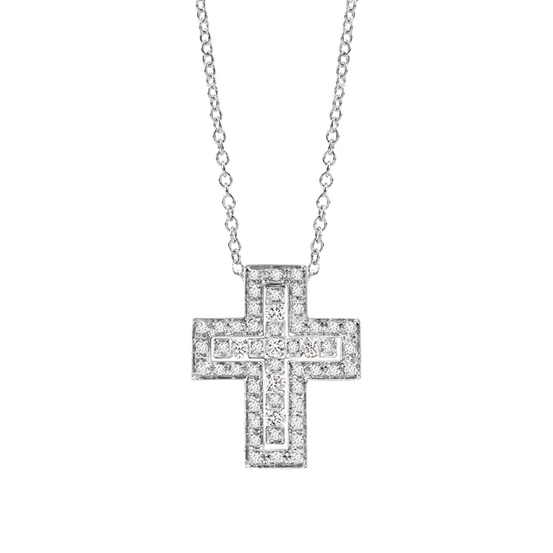 Damiani Belle Epoque 18ct White Gold 0.38ct Diamond Cross Necklace