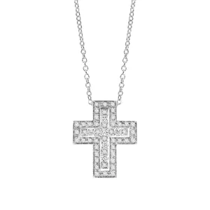 Damiani Belle Epoque 18ct White Gold 0.38ct Diamond Cross Necklace