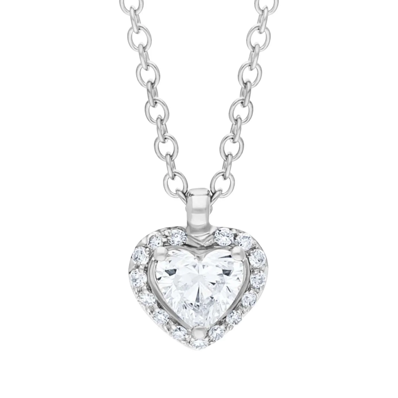 Damiani Minou 18ct White Gold 0.38ct Diamond Heart Cut Pave Necklace