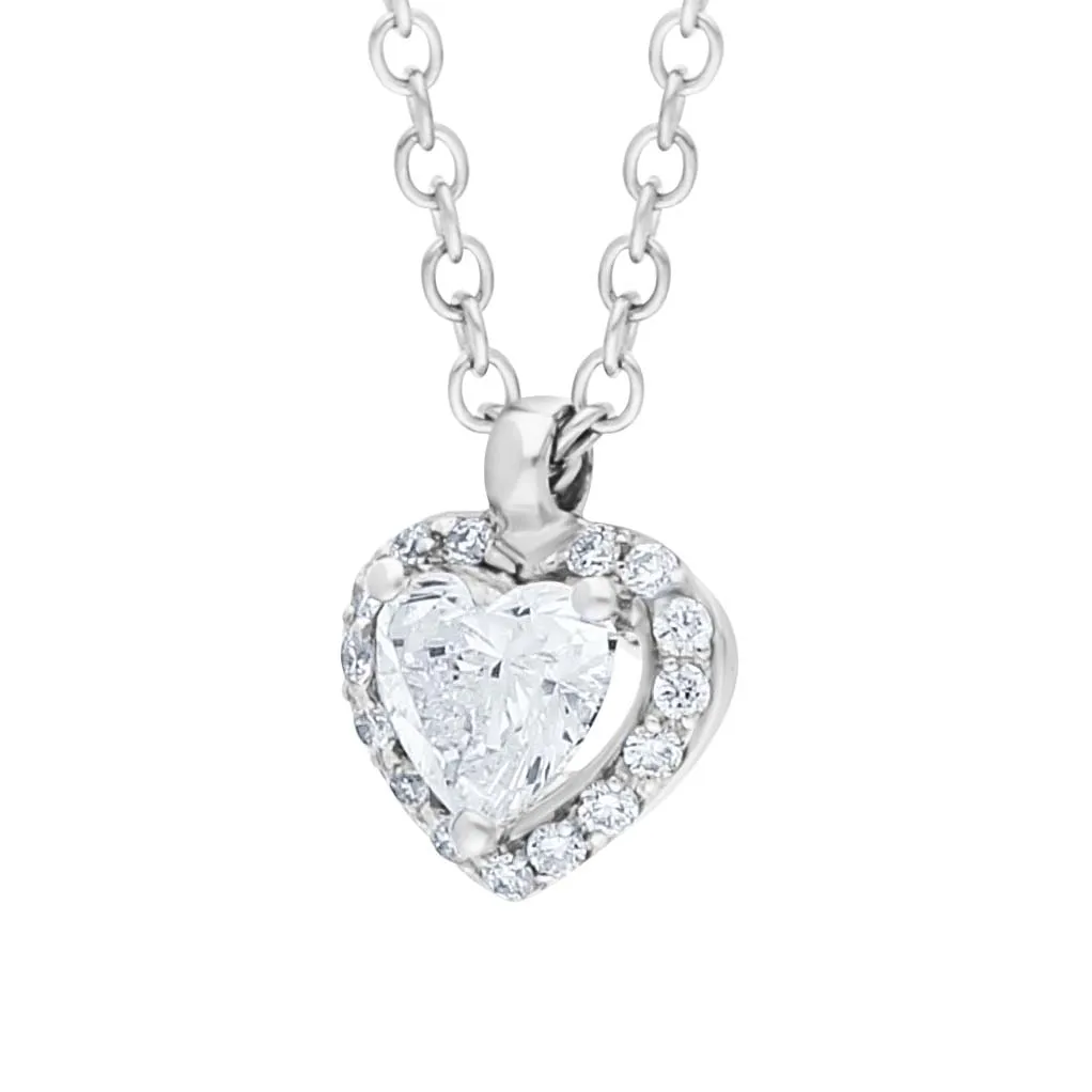 Damiani Minou 18ct White Gold 0.38ct Diamond Heart Cut Pave Necklace