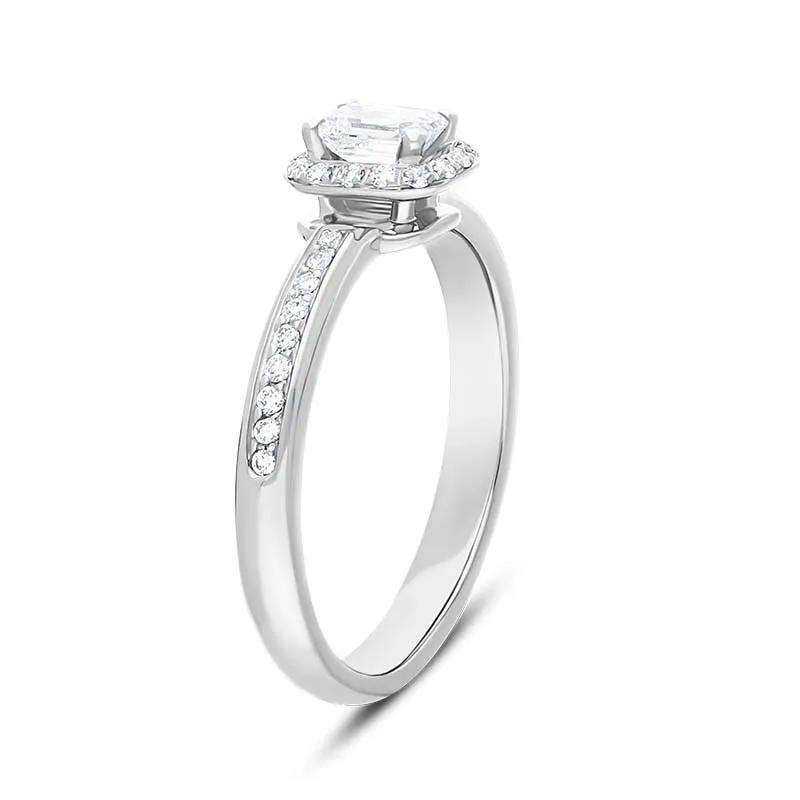 Damiani Minou Platinum 0.46ct Diamond Emerald Cut Pave Ring