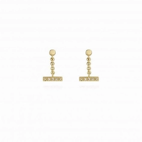 Demi Gold Pave Bar Drop Earrings 4459