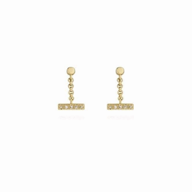 Demi Gold Pave Bar Drop Earrings 4459