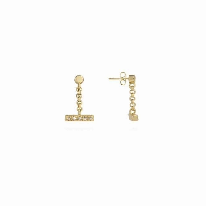 Demi Gold Pave Bar Drop Earrings 4459