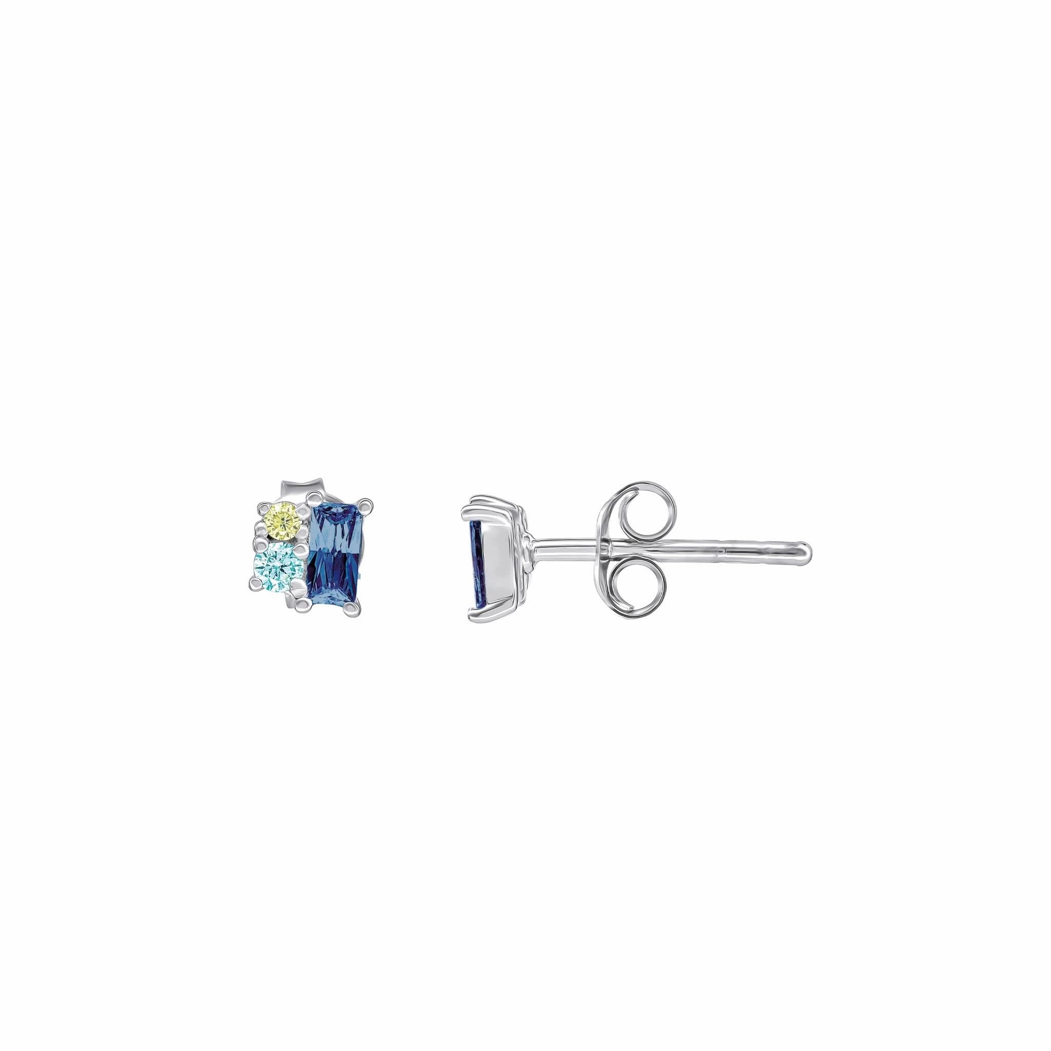 Dew Baguette Blue Zirconia Trio Studs 33235BLZ