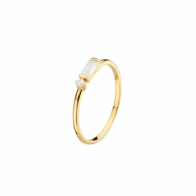 Dew Baguette Zirconia Gold Plate Ring 1887GC