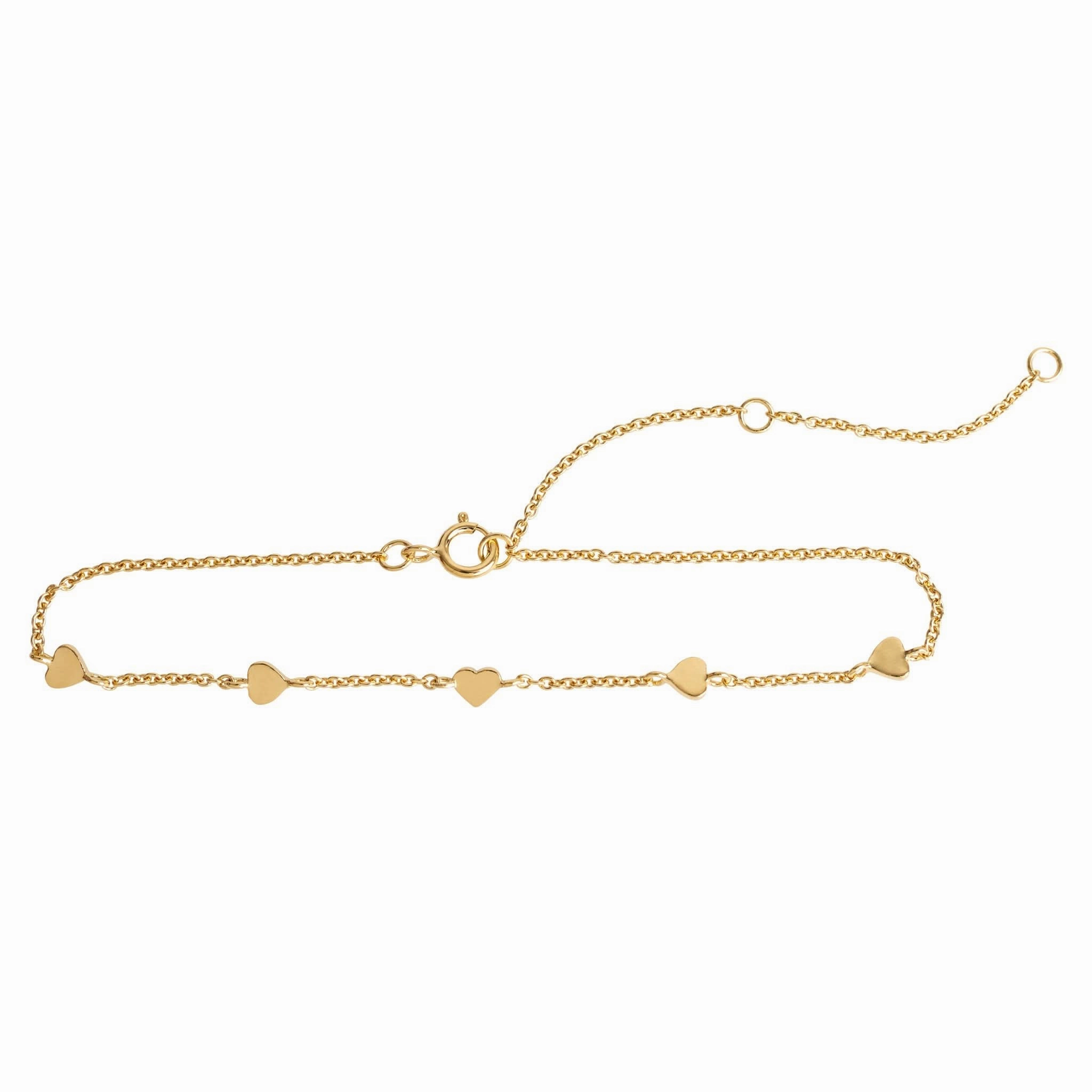 Dew Gold Plate Heart Station 8" Bracelet 77701GD