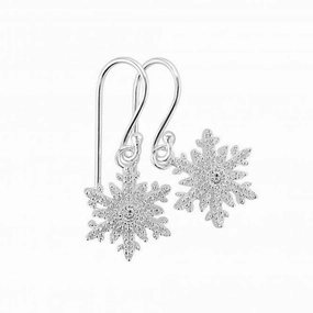 Dew Silver Cubic Zirconia Sparkle Snowflake Drop Earrings 5103CZ027