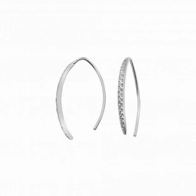 Dew Silver Curved Pave Thread Through Cubic Zirconia Earrings 5399CZ018