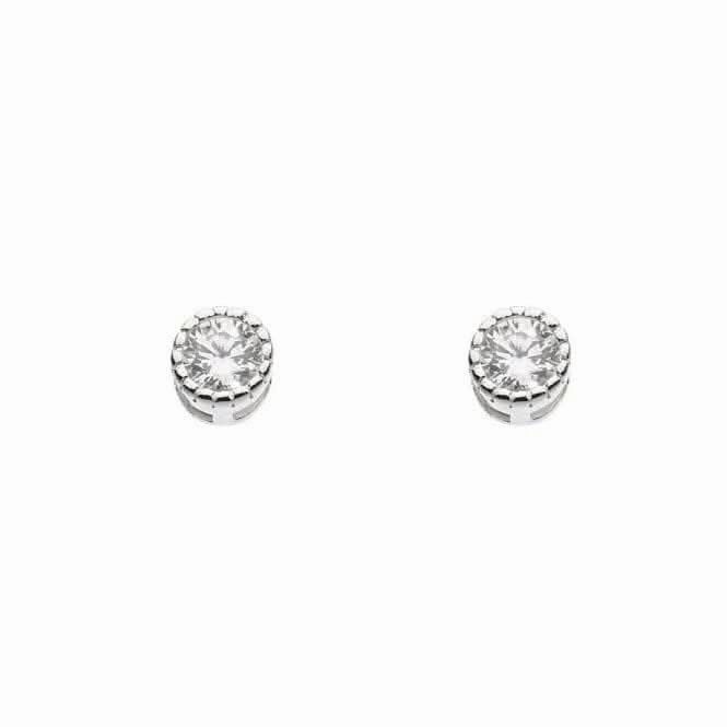 Dew Silver Dinky Vintage Style Cubic Zirconia Stud Earrings 3717CZ021