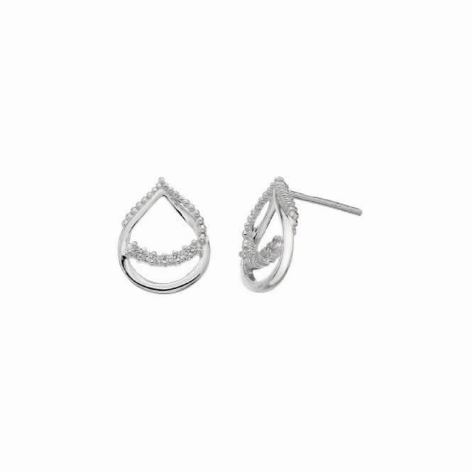 Dew Silver Double Open Teardrop Loop Cubic Zirconia Earrings 3515CZ018