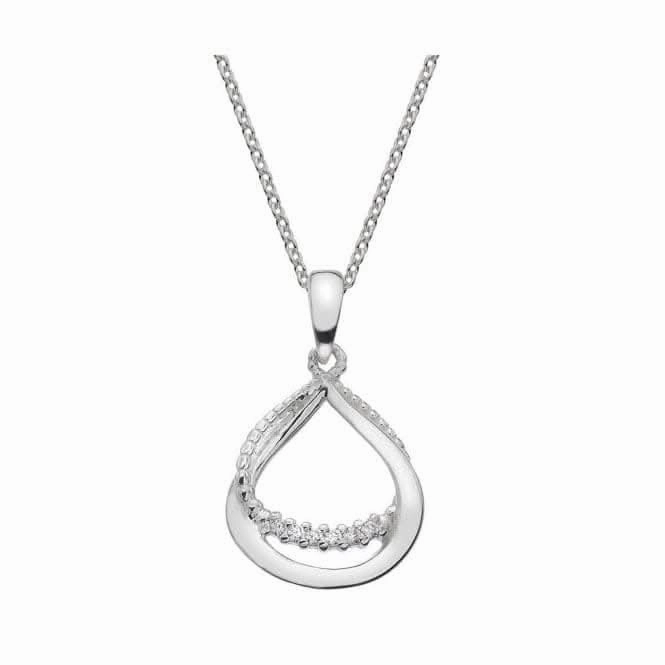 Dew Silver Double Open Teardrop Loop Cubic Zirconia Pendant 9515CZ018