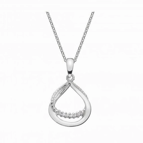 Dew Silver Double Open Teardrop Loop Cubic Zirconia Pendant 9515CZ018