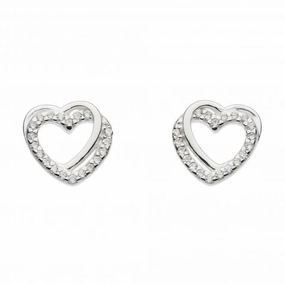Dew Silver Entwined Heart with Cubic Zirconia Stud Earrings 3706CZ024