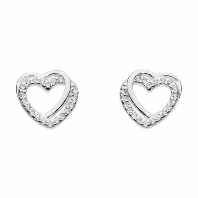 Dew Silver Entwined Heart with Cubic Zirconia Stud Earrings 3706CZ024