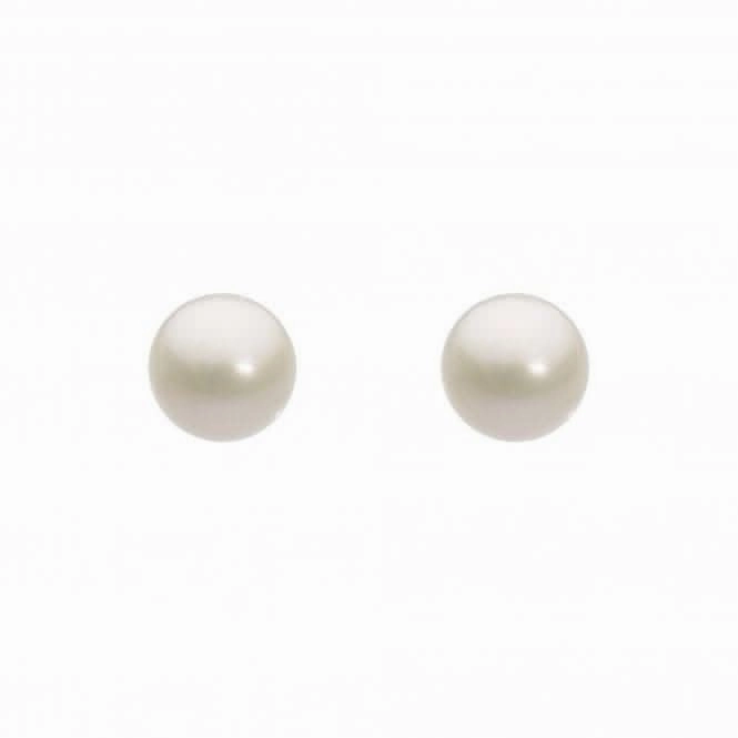 Dew Silver Freshwater Button Pearl 5.5mm Stud Earrings 3012FP