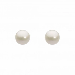 Dew Silver Freshwater Button Pearl 5.5mm Stud Earrings 3012FP