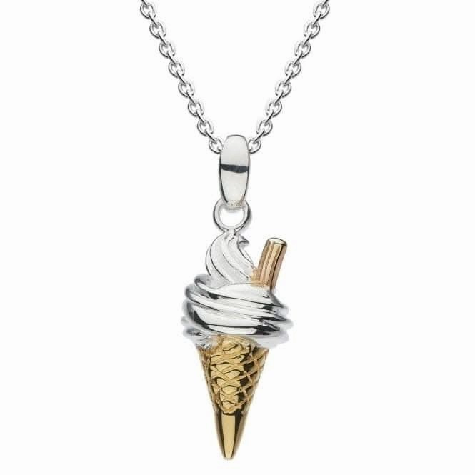 Dew Silver Ice Cream with Rose Gold Flake Gold Plate Cone Pendant 9748GD024